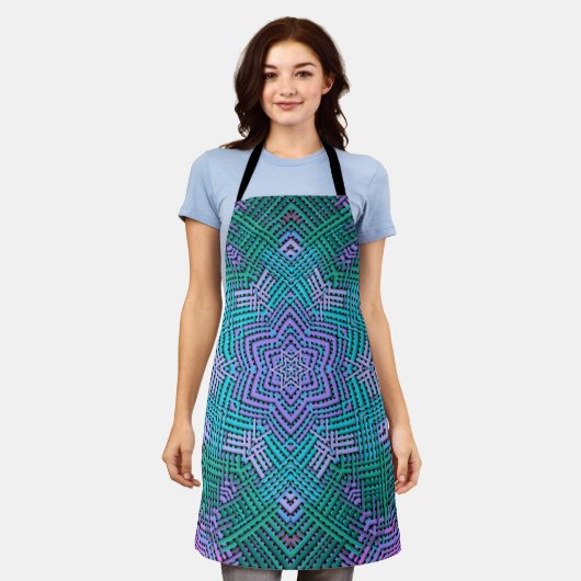 Weave Mandala Rosa und Blau Schürze (Getragen)