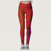 Weave Mandala Rosa und Gelb Leggings (Vorderseite)