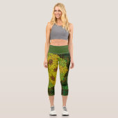 Weave Mandala Yellow Green und Orange Capri Leggings (Vorderseite)