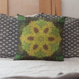 Weave Mandala Yellow Green und Orange Kissen