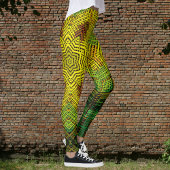 Weave Mandala Yellow Green und Orange Leggings