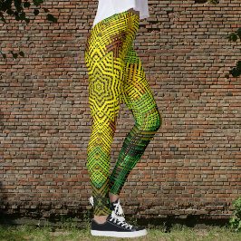 Weave Mandala Yellow Green und Orange Leggings