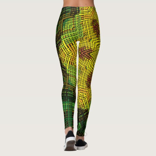 Weave Mandala Yellow Green und Orange Leggings (Rückseite)