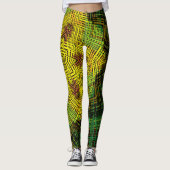 Weave Mandala Yellow Green und Orange Leggings (Vorderseite)