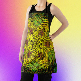 Weave Mandala Yellow Green und Orange Schürze