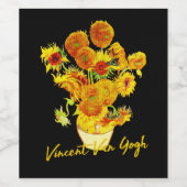 Weave Muster der Sonnenblumen von Vincent van Gogh Weinetikett (Einzelnes Label)