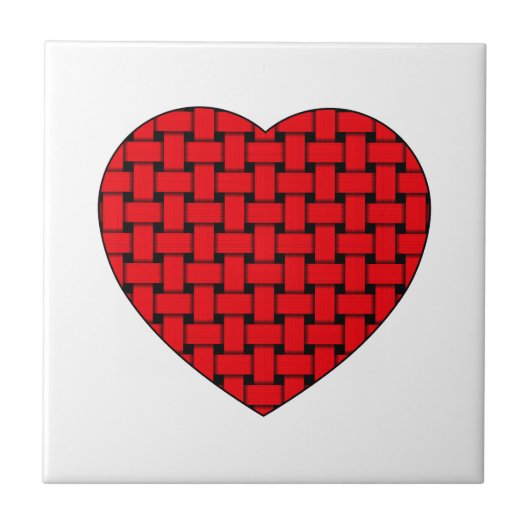 Weaved Red Heart Fliese (Vorderseite)