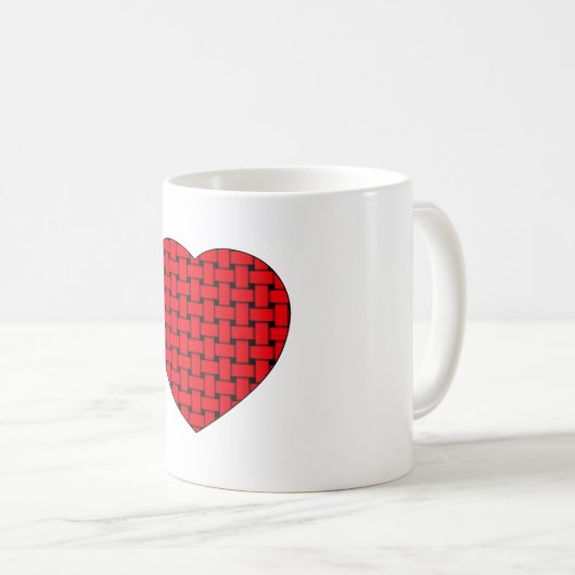 Weaved Red Heart Kaffeetasse (VorderseiteRechts)