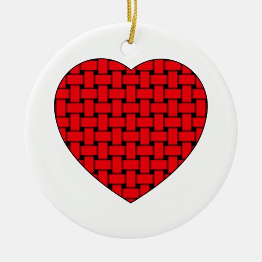 Weaved Red Heart Keramikornament (Vorne)