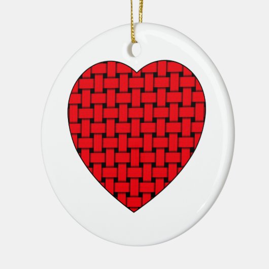 Weaved Red Heart Keramikornament (Links)