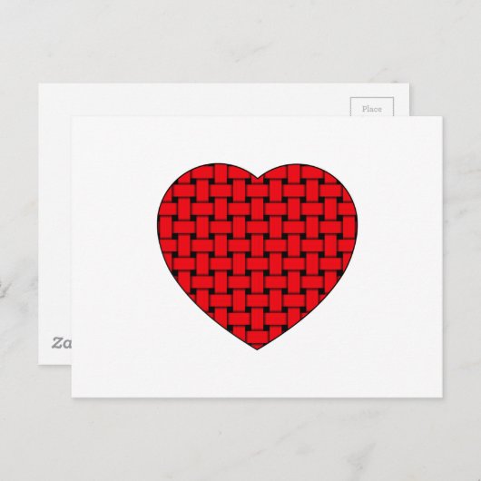 Weaved Red Heart Postkarte (Vorne/Hinten)