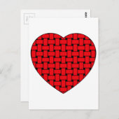 Weaved Red Heart Postkarte (Vorne/Hinten)