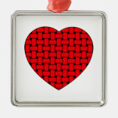 Weaved Red Heart Silbernes Ornament (Vorne)