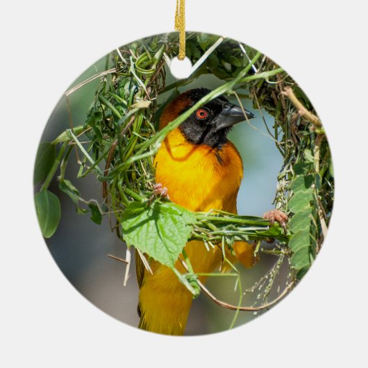 Weaver Bird Gebäude Nest Keramik Ornament (Hinten)