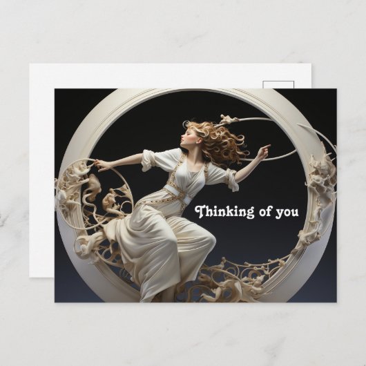 Weaver Frau des weißen Ringgemäldes Postkarte (Vorne/Hinten)