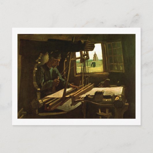 Weaver in der Nähe eines offenen Fensters Van Gogh Postkarte (Vorderseite)