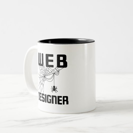 Web Designer Design Website Developer Spider Zweifarbige Tasse (Vorderseite Links)