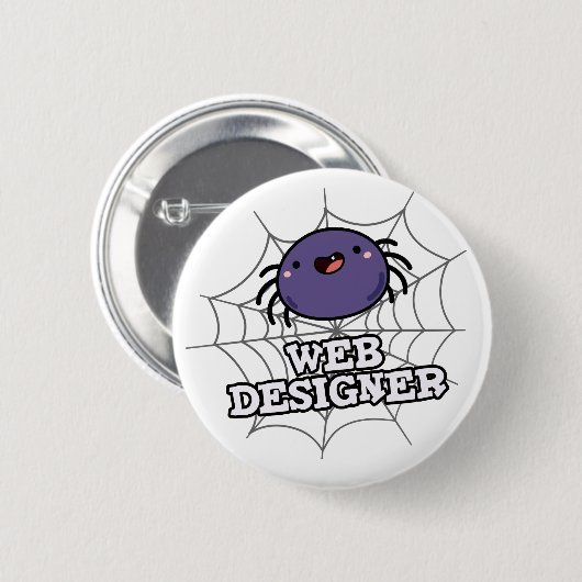 Web Designer Funny Spider Puff Button (Vorne & Hinten)