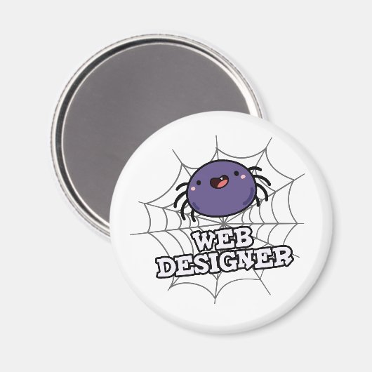 Web Designer Funny Spider Puff Magnet (Vorderseite/Rückseite)