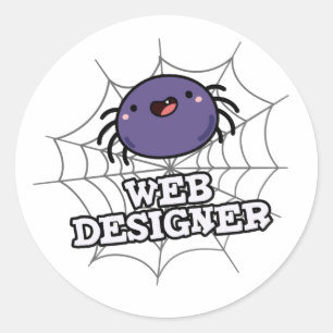 Web Designer Funny Spider Puff Runder Aufkleber