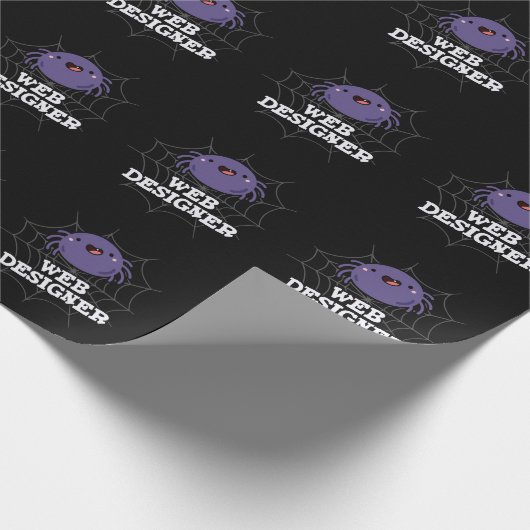 Web Designer Funny Spider Pun Dark BG Geschenkpapier (Ecke)