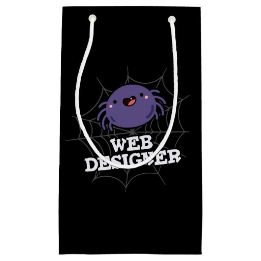 Web Designer Funny Spider Pun Dark BG Kleine Geschenktüte (Vorderseite)