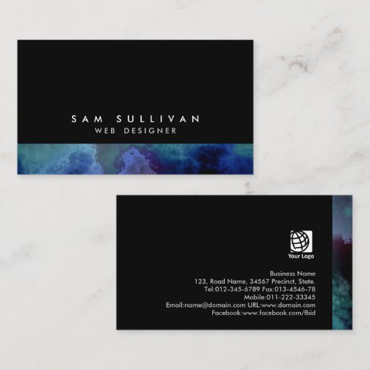 Web Designer Internet Skills Abstrakt Blue Cloud Visitenkarte (Vorne/Hinten)