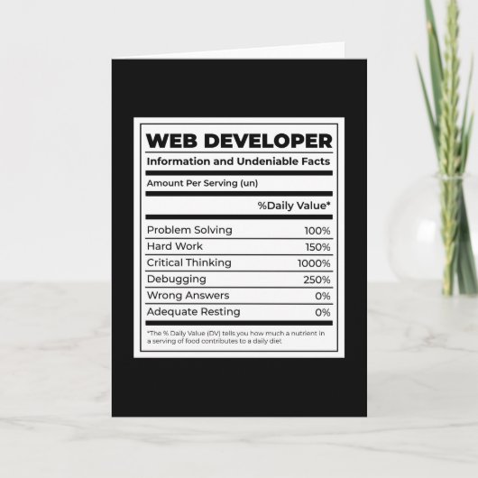 Web Developer Funny neutritunal Geschenk Karte (Vorderseite)