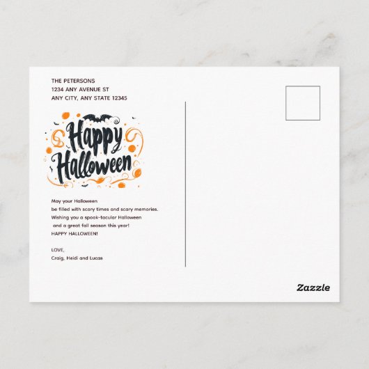 Web | Fledermäuse Halloween | Happy Holiday Postca Postkarte (Rückseite)