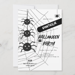 Web-Halloween-Party für Schwarzweißspinnen Einladung