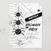Web-Halloween-Party für Schwarzweißspinnen Einladung (Vorne/Hinten)
