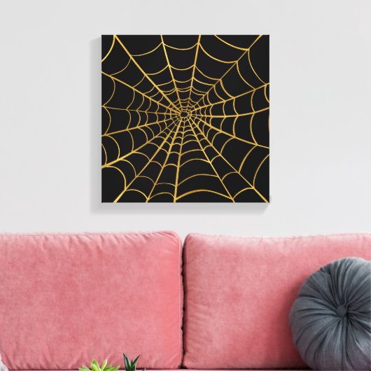 Web mit Gold und Black Spider Leinwanddruck (Insitu (Wohnzimmer))