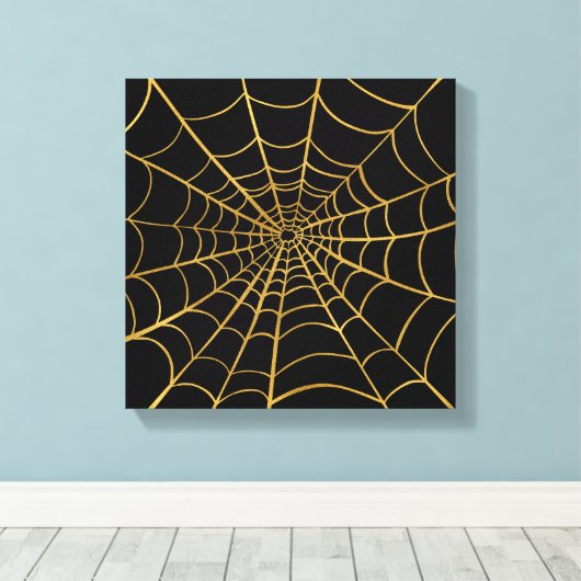 Web mit Gold und Black Spider Leinwanddruck (Insitu (Holzboden))
