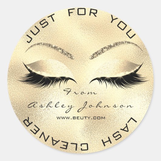 Web Name Beauty Salon Glitzer Glam Lash Cleaner Runder Aufkleber (Vorderseite)