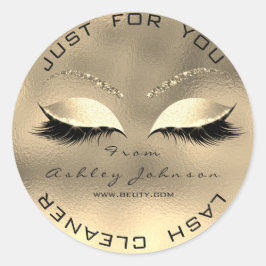 Web Name Beauty Salon Glitzer Gold Lash Cleaner 2 Runder Aufkleber