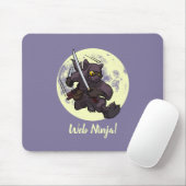 Web Ninja Jumping Black Cat Ninja Katana Cartoon Mousepad (Mit Mouse)