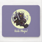 Web Ninja Jumping Black Cat Ninja Katana Cartoon Mousepad (Vorne)