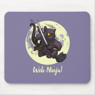 Web-Ninja springende schwarze Katze Ninja-Katana C Mousepad