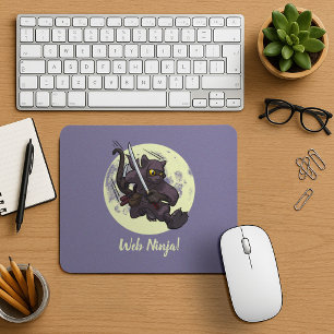 Web-Ninja springende schwarze Katze Ninja-Katana C Mousepad