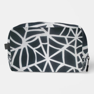 Web of Style: White and Black Spiderweb Print Bag Waschbeutel