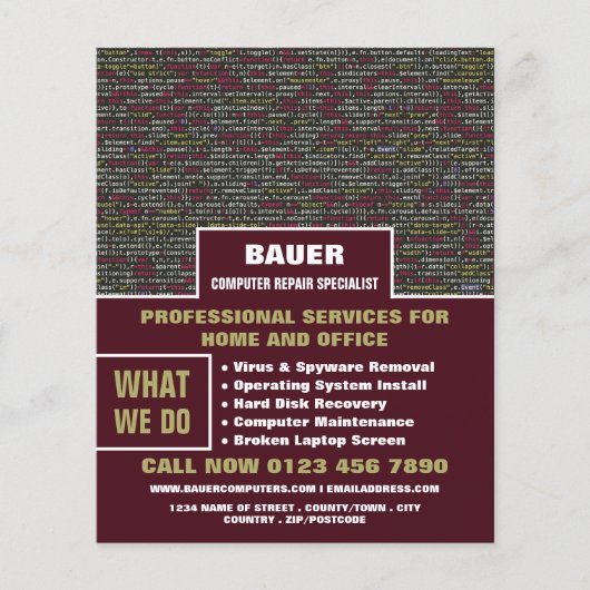 Web-Skript, Computerreparaturspezialwerbung Flyer (Vorne)