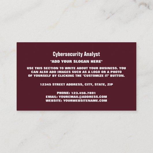 Web-Skript, Informationstechnologie, Computer Visitenkarte (Rückseite)