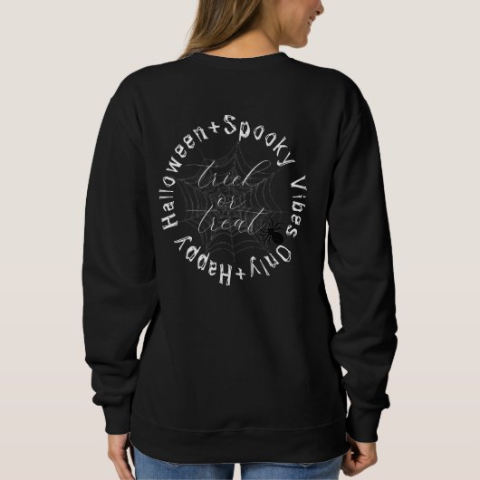 Web Spooky Vibes nur Familienname glücklich Hallow Sweatshirt (Rückseite)