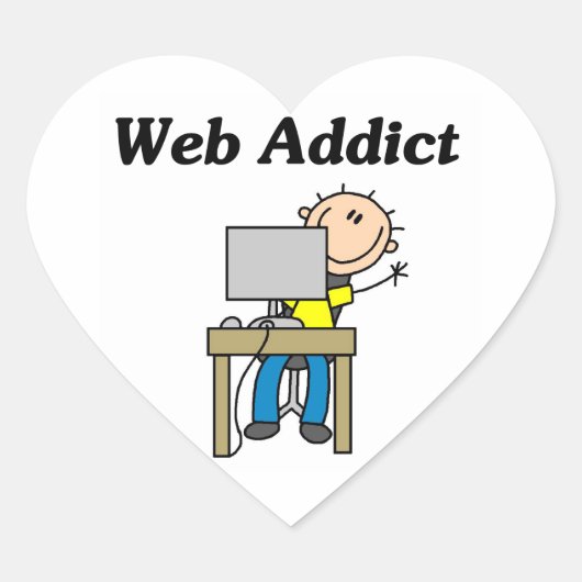 Web-Süchtiger Herz-Aufkleber (Vorderseite)