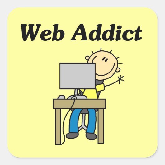 Web-Süchtiger Quadratischer Aufkleber (Vorderseite)