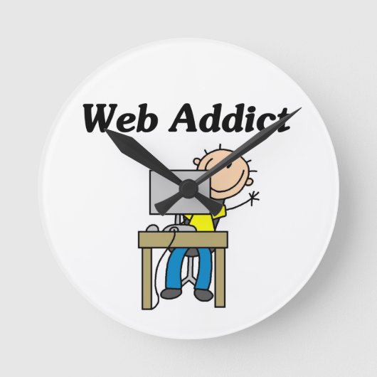 Web-Süchtiger Runde Wanduhr (Vorderseite)