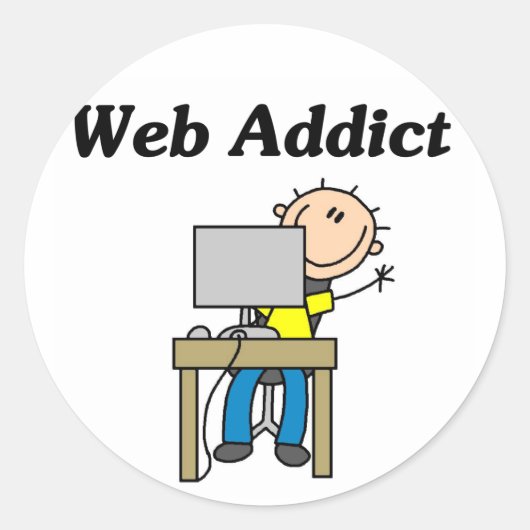 Web-Süchtiger Runder Aufkleber (Vorderseite)