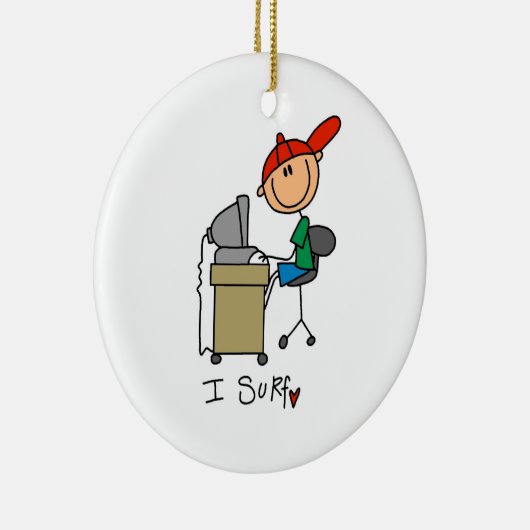 Web Surfer für männliches Strichmännchen Keramik Ornament (Rechts)