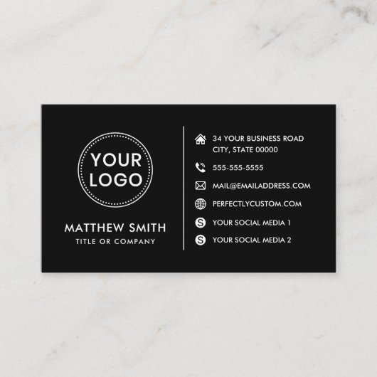 Webauftritt für soziale Medien - Schwarz Visitenkarte (Vorderseite)