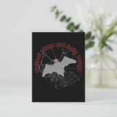 "Webbed Wings and Batty Things" Halloween Vampire Postkarte (Stehend Vorderseite)